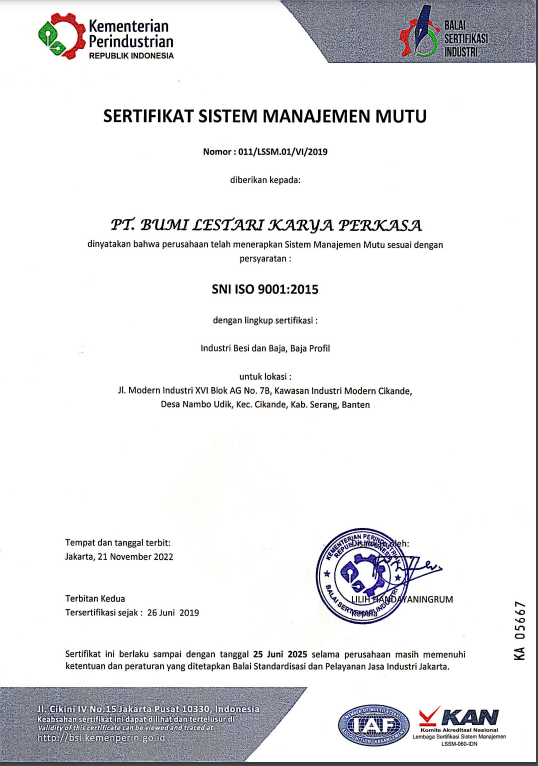 Sertifikasi Sistem Manajemen Mutu ISO 9001:2015 dari BSI